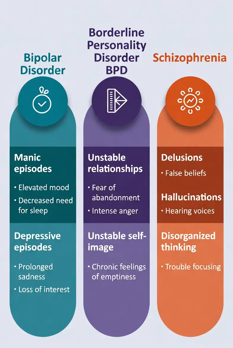 Bipolar vs BPD vs Schizophrenia