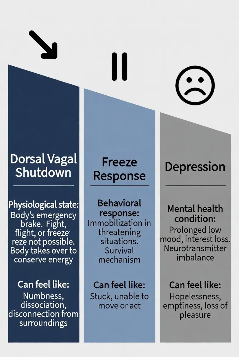 Dorsal Vagal Shutdown vs. Freeze vs. Depression